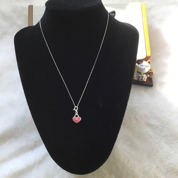 Shopeunoia Boutique Jewelry - Sterling Silver Pink Heart Pendant Necklace